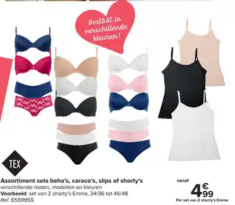 Assortiment sets beha's, caraco's, slips of shorty's