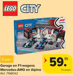 Carrefour Lego Garage en F1-wagens Mercedes-AMG en Alpine aanbieding