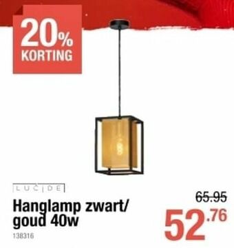Cevo Hanglamp zwart- goud 40w aanbieding