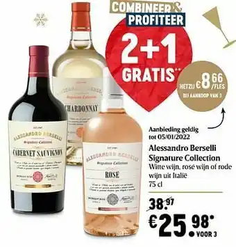Delhaize Alessandro berselli signature collection witte wijn rosé wijn of rode wijn uit italië aanbieding