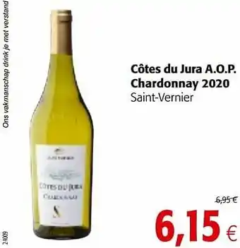 Colruyt Côtes du jura a.o.p. chardonnay 2020 saint-vernier aanbieding