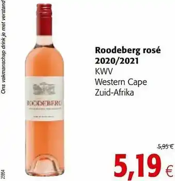 Colruyt Roodeberg rosé 2020-2021 kwv western cape zuid-afrika aanbieding