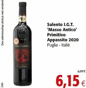 Colruyt Salento i.g.t. masso antico primitivo appassito 2020 puglia - italië aanbieding