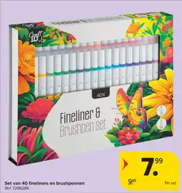 Carrefour Set van 40 fineliners en brushpennen aanbieding