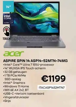 CompuDeals Acer Aspire spin 14 ASP14–52MTN-74MG aanbieding