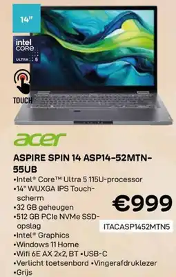 CompuDeals Acer Aspire spin 14 ASP14-52MTN- 55UB aanbieding