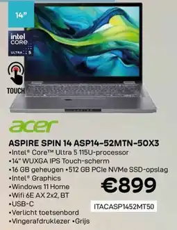 CompuDeals Acer Aspire spin 14 ASP14-52MTN-50X3 aanbieding