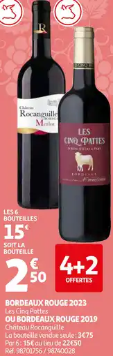 Auchan Bordeaux rouge 2023 ou Bordeaux rouge 2019 aanbieding