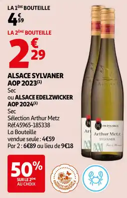 Auchan Alsace sylvaner aop 2023 ou Alsace edelzwicker aop 2024 aanbieding