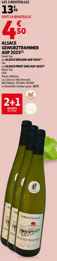 Auchan Alsace gewurztraminer AOP 2023 ou Alsace riesling AOP 2024 ou Alsace pinot gris AOP 2023 aanbieding