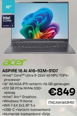 CompuDeals Acer Aspire 16 AI A16-52M-51D7 aanbieding