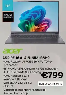 CompuDeals Acer Aspire 16 AI A16-61M-R6H9 aanbieding