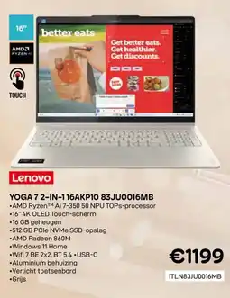 CompuDeals Lenovo Yoga 7 2-IN-1 16AKP10 83JU0016MB aanbieding