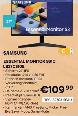 CompuDeals Samsung Essential Monitor S31c ls27c310e aanbieding