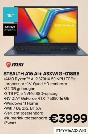 CompuDeals Stealth a16 ai+ a3xwig-018be aanbieding