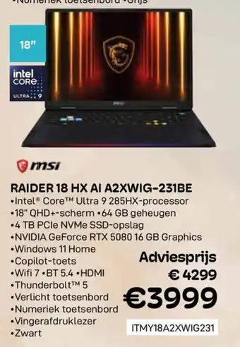 CompuDeals Raider 18 hx ai a2xwig-231be aanbieding