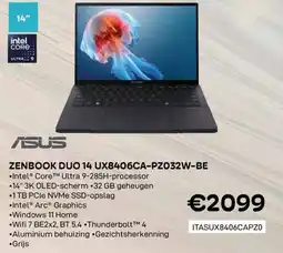 CompuDeals Zenbook duo 14 ux8406ca-pz032w-be aanbieding