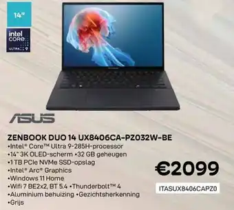 CompuDeals Zenbook duo 14 ux8406ca-pz032w-be aanbieding