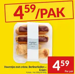 Intermarché Hoorntjes met crème berlinerbollen of Eclairs aanbieding