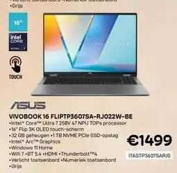 CompuDeals Asus vivobook 16 fliptp3607sa-rjo22w-be aanbieding