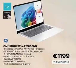 CompuDeals Hp omnibook x 14-fe100onb aanbieding