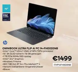CompuDeals Hp omnibook ultra flip ai pc 14-fh0020nb aanbieding