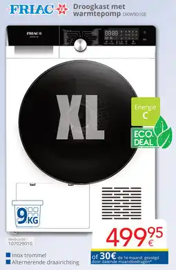 Eldi Friac Droogkast met warmtepomp DKW9010E aanbieding