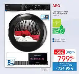 Eldi AEG Droogkast met warmtepomp TR88A64C aanbieding