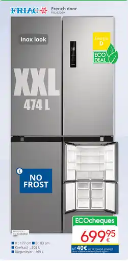 Eldi Friac French Door XXL FRD8300IX aanbieding