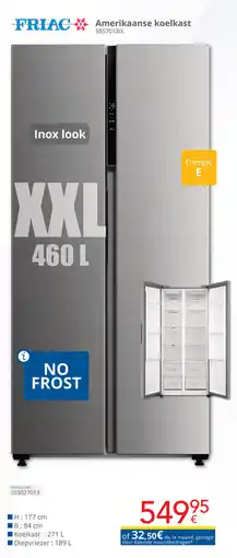 Eldi Friac Amerikaanse Koelkast XXL SBS70131X aanbieding