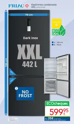 Eldi Friac Koel / Vries combinatie XXL UD45101XNF aanbieding