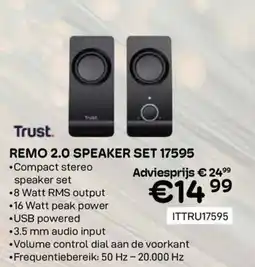 CompuDeals Trust Remo 2.0 speaker set 17595 aanbieding