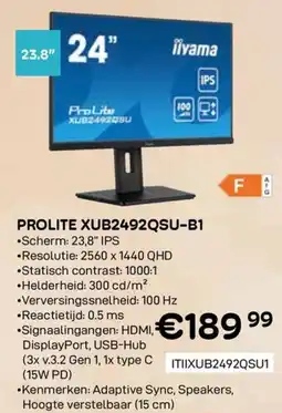 CompuDeals Prolite xub2492qsu-b1 aanbieding