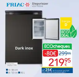 Eldi Friac Diepvriezer VDV1705DIX aanbieding