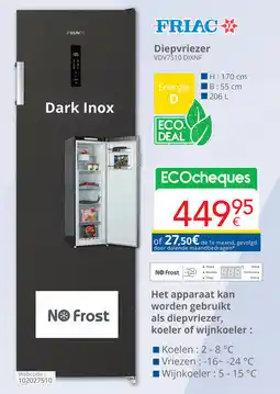 Eldi Friac Diepvriezer VDV7510 DIXNF aanbieding