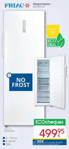 Eldi Friac Diepvriezer VDV7523 NF aanbieding