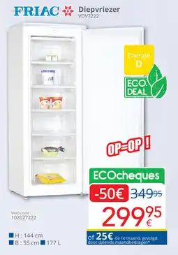 Eldi Friac Diepvriezer VDV7222 aanbieding