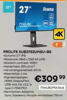 CompuDeals Prolite xub2792uhsu-b6 aanbieding