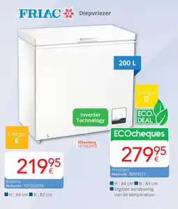 Eldi Friac Diepvriezer BDV2016 aanbieding