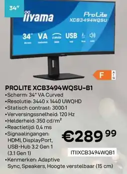 CompuDeals Prolite xcb3494wqsu-b1 aanbieding