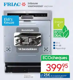 Eldi Friac Inbouw vaatwasser IVW3100IX aanbieding