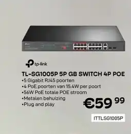 CompuDeals Tl-sg1005p 5p gb switch 4p poe aanbieding