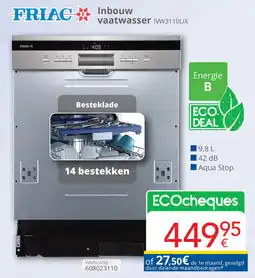 Eldi Friac Inbouw vaatwasser IVW3110LIX aanbieding