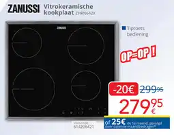 Eldi Zanussi Vitrokeramische kookplaat ZHRN642X aanbieding
