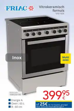 Eldi Friac Vitrokeramisch fornuis VF6100X aanbieding