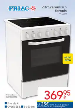 Eldi Friac Vitrokeramisch fornuis VF6000 aanbieding