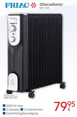 Eldi Friac Olieradiator OR 1131 aanbieding