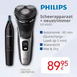 Eldi Philips Scheerapparaat + neustrimmer S3143/02 aanbieding