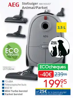 Eldi AEG Stofzuiger Animal / Parket AB61A5UGT aanbieding