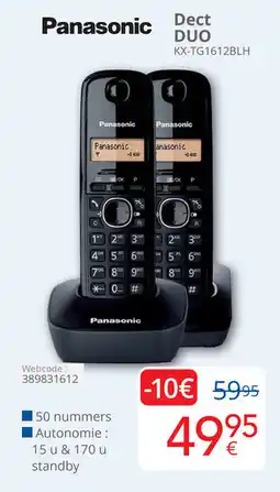 Eldi Panasonic Dect DUO KX-TG1612BLH aanbieding